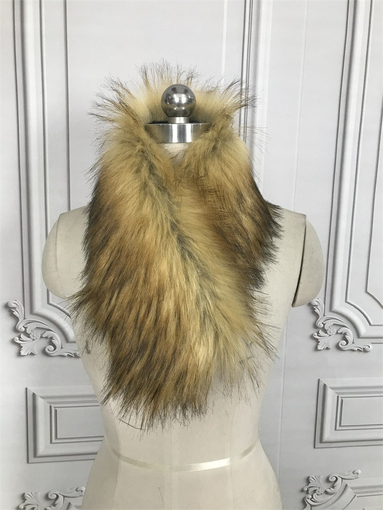 Women Fashion Cheap Price Fake Raccoon Fur Scarf,Faux Fur Collar, Artificial Raccoon Fur Shawl Women Clip Scarf