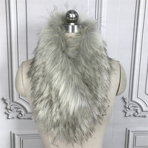 Women Fashion Cheap Price Fake Raccoon Fur Scarf,Faux Fur Collar, Artificial Raccoon Fur Shawl Women Clip Scarf