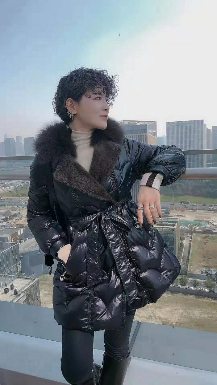 Custom DOWN COAT FABRIC 100% POLYESTER FOX AND MINK COLLAR down filled puffer jacket down feather jacket fur down jacket