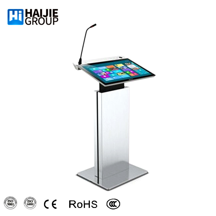 China Manufacturer Classroom Smart Speech Pulpit Church Rostrum Digital Lectern Digital Podium With Interactive Microphone