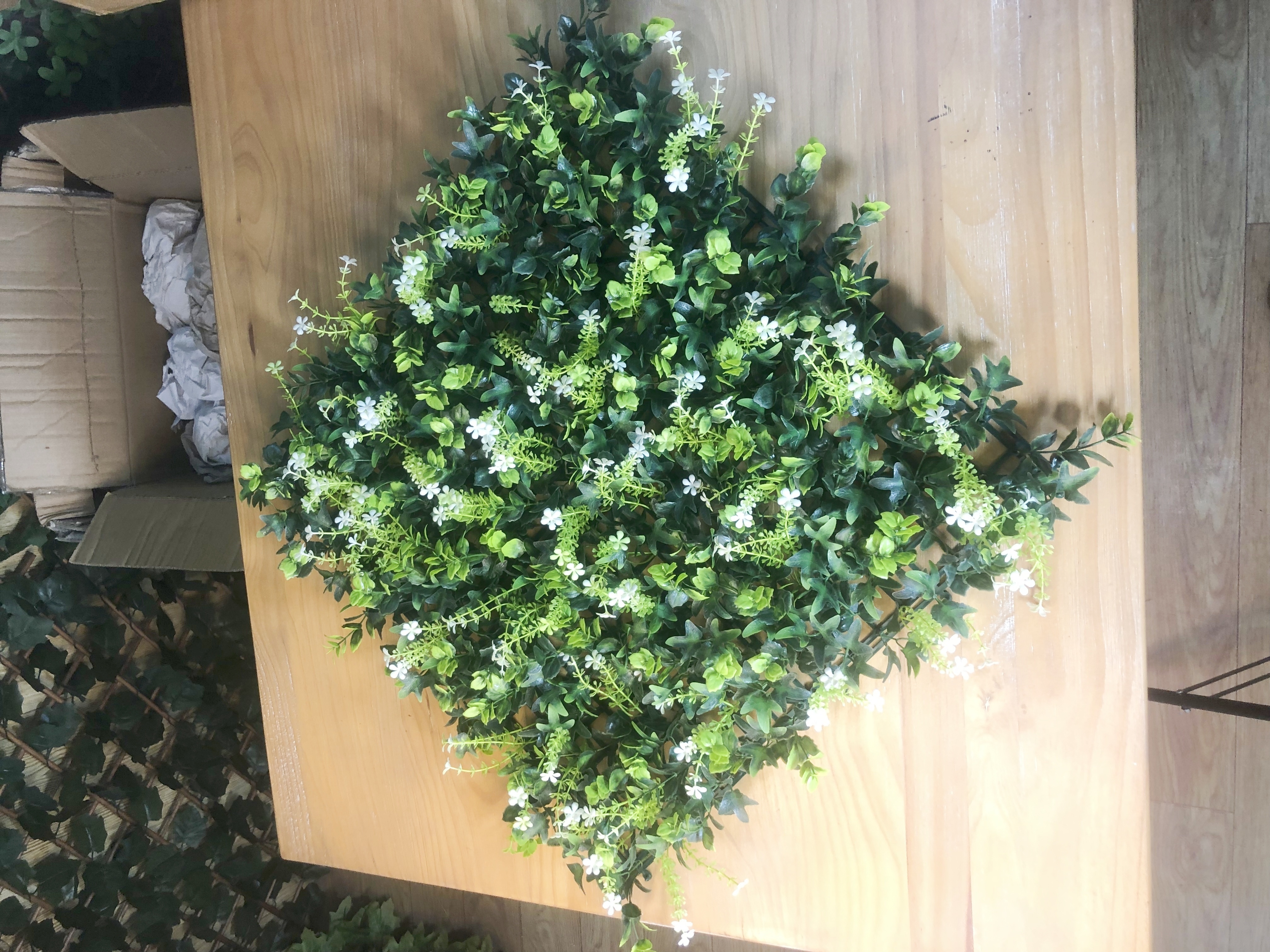 Faux Artificial green Wall Panels Plastic Greenery Foliage artificial grass wall panels for Outdoor Decor Garden