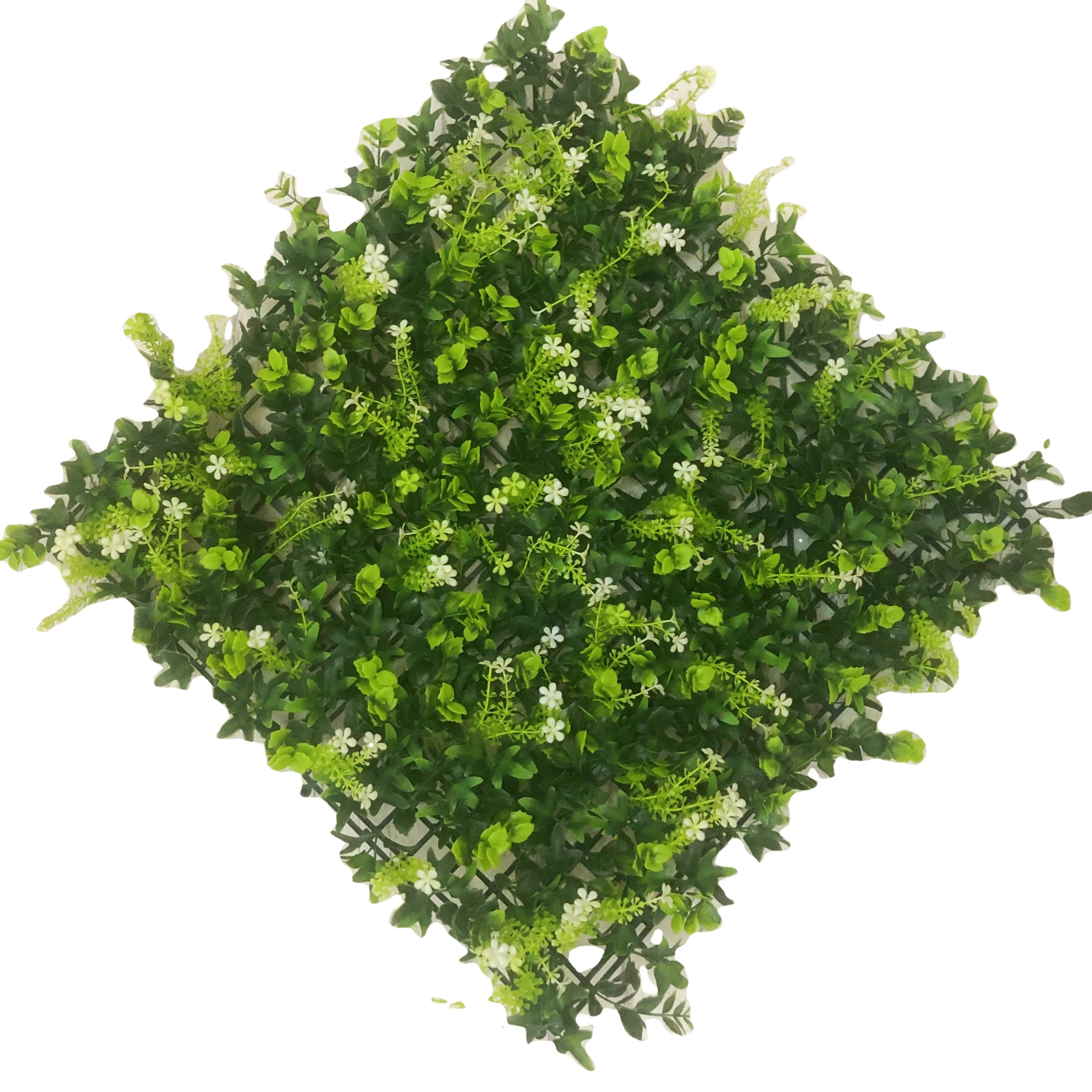 Faux Artificial green Wall Panels Plastic Greenery Foliage artificial grass wall panels for Outdoor Decor Garden