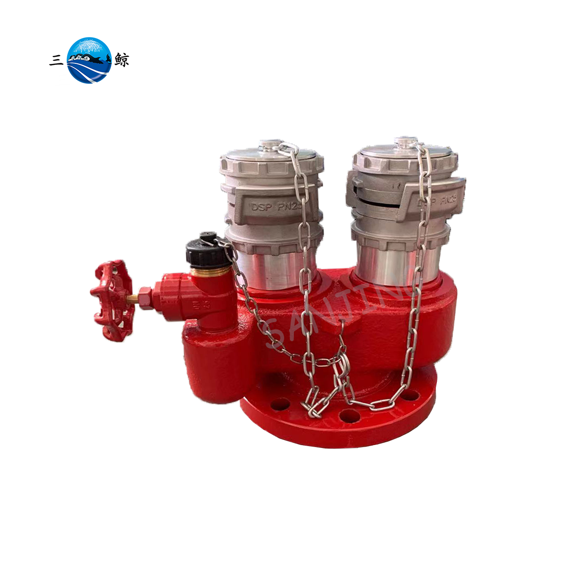 Ductile Cast Iron Body Water Divider 2 Way BS336 Female Connections 100mm Flange Breeching Inlet