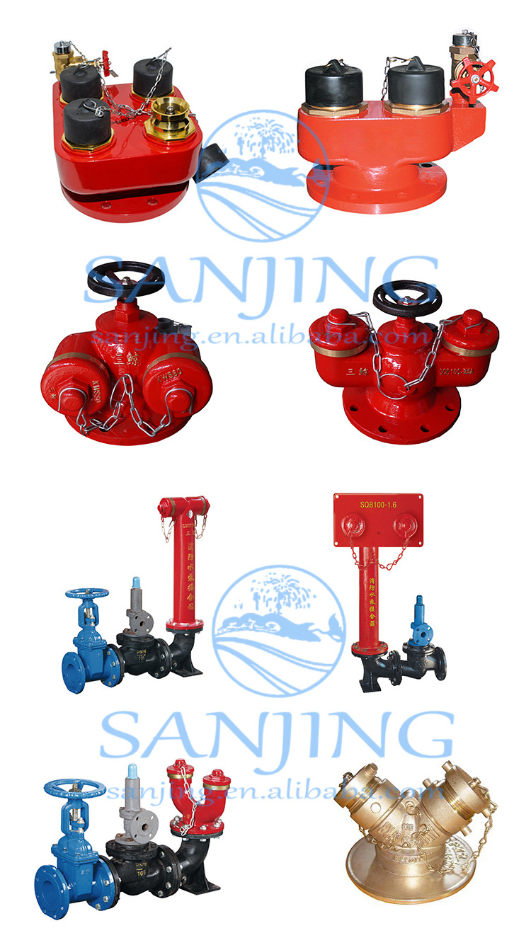 Ductile Cast Iron Body Water Divider 2 Way BS336 Female Connections 100mm Flange Breeching Inlet