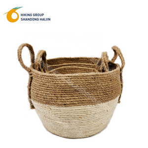 chinese modern home storage organization linen decorative basket grass white maize rope