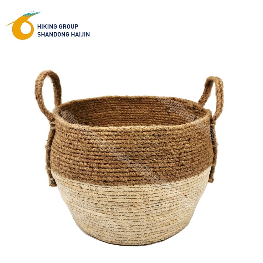 chinese modern home storage organization linen decorative basket grass white maize rope