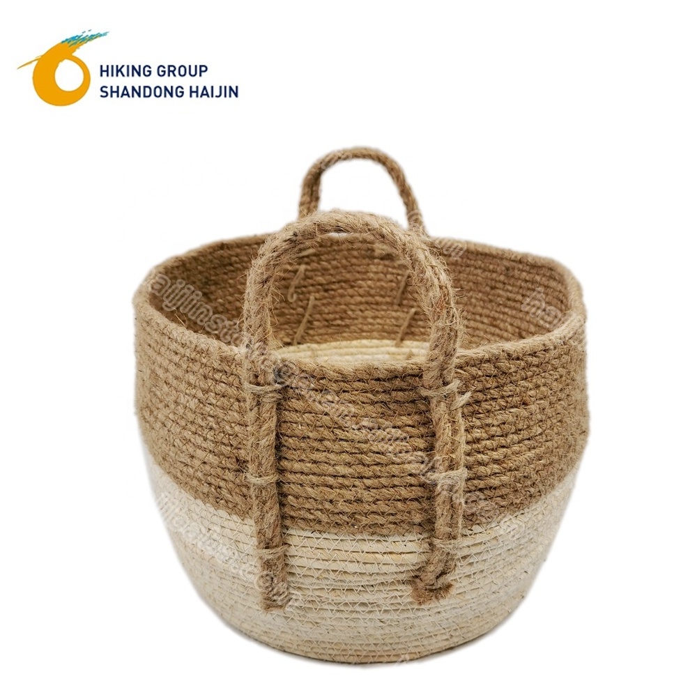 chinese modern home storage organization linen decorative basket grass white maize rope