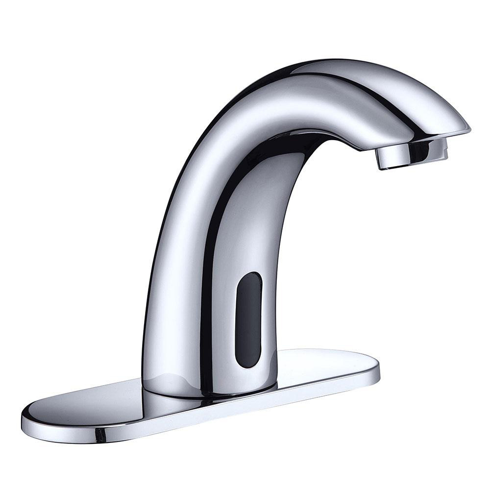 Touchless Sensor Faucet Automatic Smart Single Hole Faucet Hands Free Tap Bathroom Sink Faucet with Hole Cover Deck Plate,