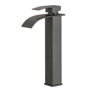 Tidjune Vessel Bathroom Sink Faucet Tall Matte Black Rv Lavatory Waterfall Bathroom Faucet