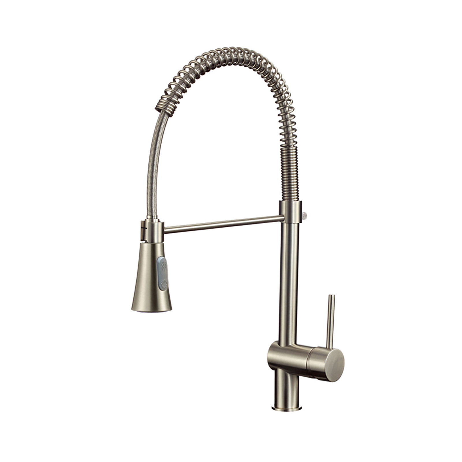 Commercial High Arc Spring Kitchen Sink Faucet Brushed Nickel with Pull Down Sprayer for Farmhouse Laundry Utility Rv