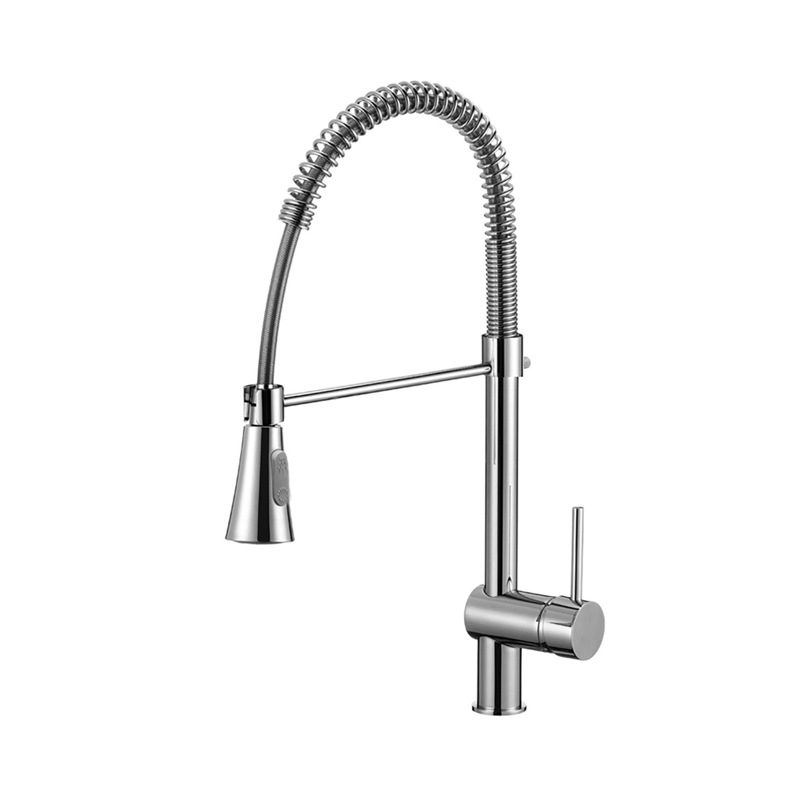 Commercial High Arc Spring Kitchen Sink Faucet Brushed Nickel with Pull Down Sprayer for Farmhouse Laundry Utility Rv