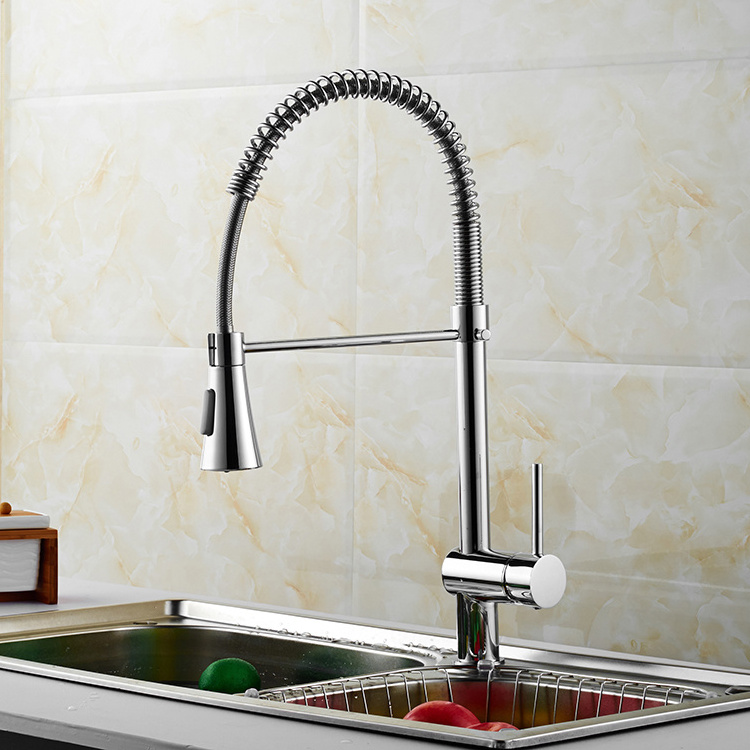 Commercial High Arc Spring Kitchen Sink Faucet Brushed Nickel with Pull Down Sprayer for Farmhouse Laundry Utility Rv