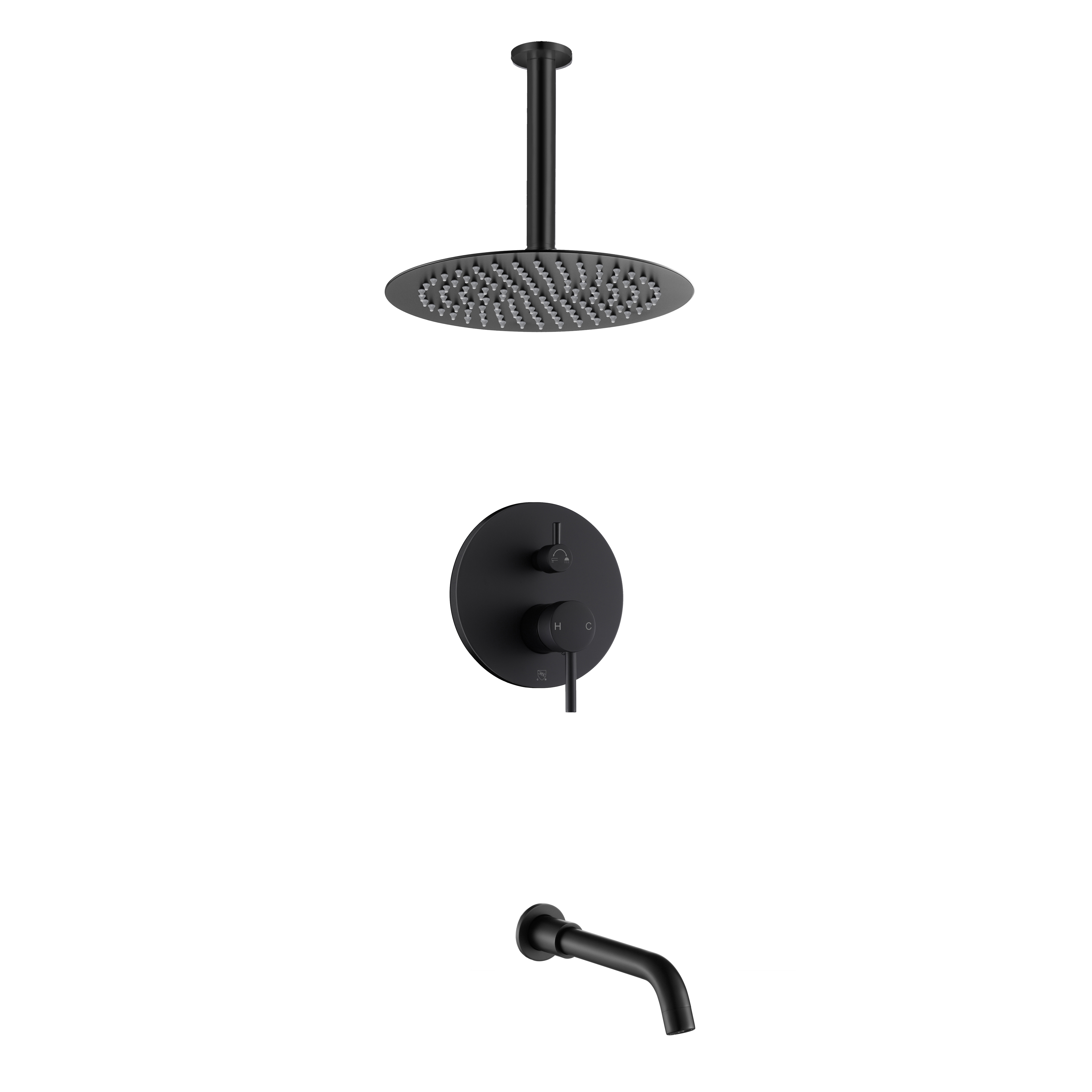 In Wall Wars cUPC Upc Matte Black Wall Mounted Rian Shower Bath Tub Bathtub Bathroom Faucet Tap Taps Mixer System Set Douche