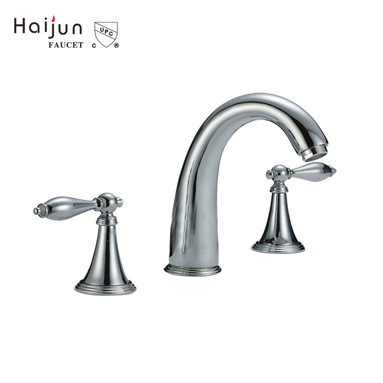 Contemporary cUPC NSF Wash Bathroom Sanitary Ware Basin Faucet brass basin split three hole faucet