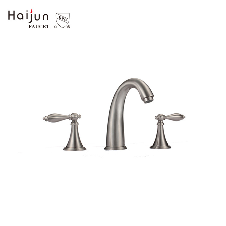 Contemporary cUPC NSF Wash Bathroom Sanitary Ware Basin Faucet brass basin split three hole faucet