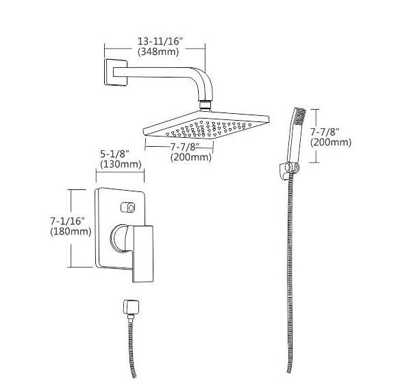 12 Inch rain Shower System Concealed Shower Mixer Chrome Bathroom Rainfall Bath & Shower Faucet Set