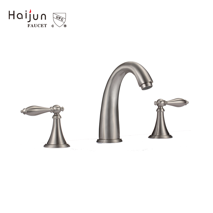 Brushed Nickel 2 Handle 3 Hole 8 Inch Widespread Bathroom Sink Faucet