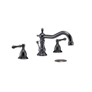 2 Handle 3 Hole 8 inch Widespread Bathroom Basin Faucet with Metal Pop-Up Drain by Phiestina, Oil Rubbed Bronze