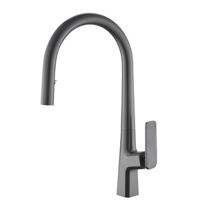 Commercial Kitchen Faucets Gun Pull Out Kitchen Sink Faucets with Pull Down Sprayer Grey Modern Contemporary Ceramic Polished