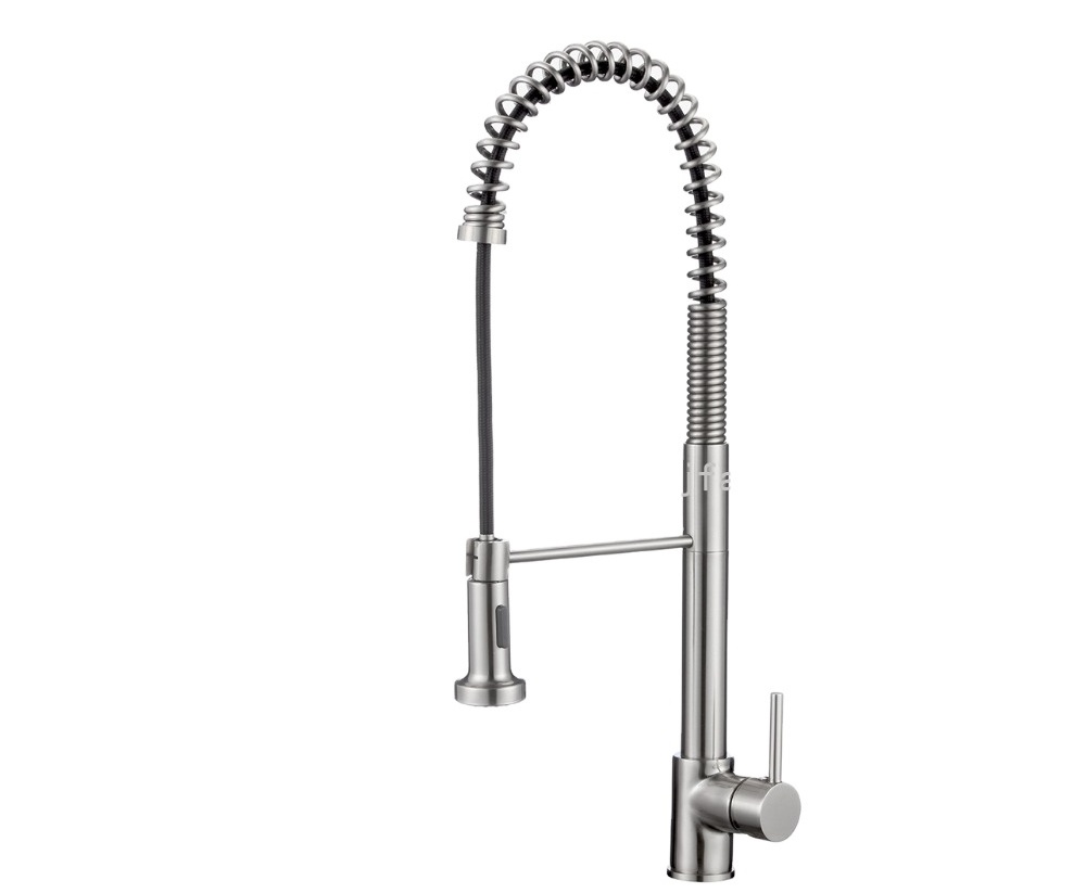 CUPC WATERMARK WELS 304 Stainless Steel Pull Down Sprayer Spring Kitchen Sink Faucet, Low Lead Commercial Kitchen Faucets