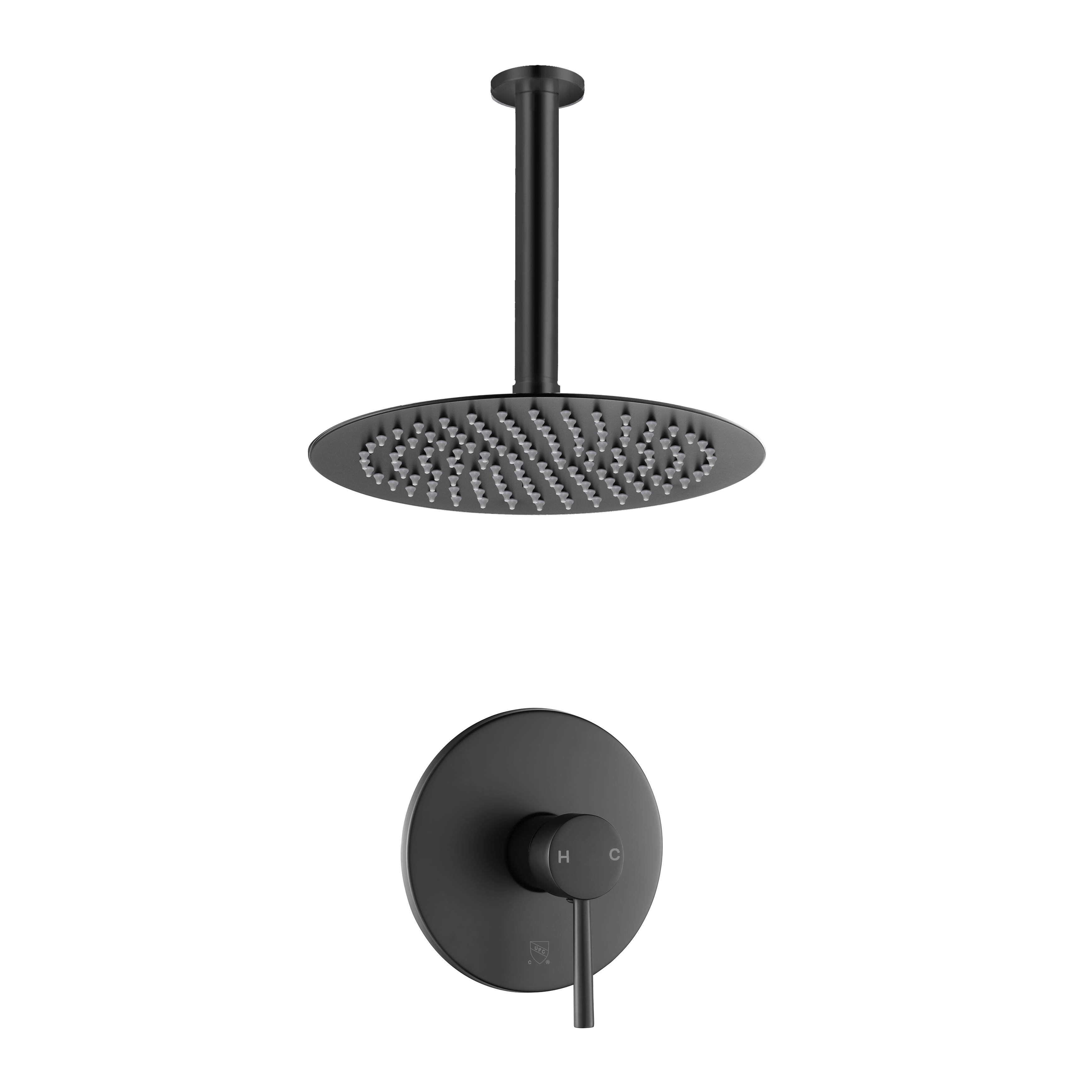 In Wall Wars cUPC Upc Matte Black Wall Mounted Rian Shower Bath Tub Bathtub Bathroom Faucet Tap Taps Mixer System Set Douche