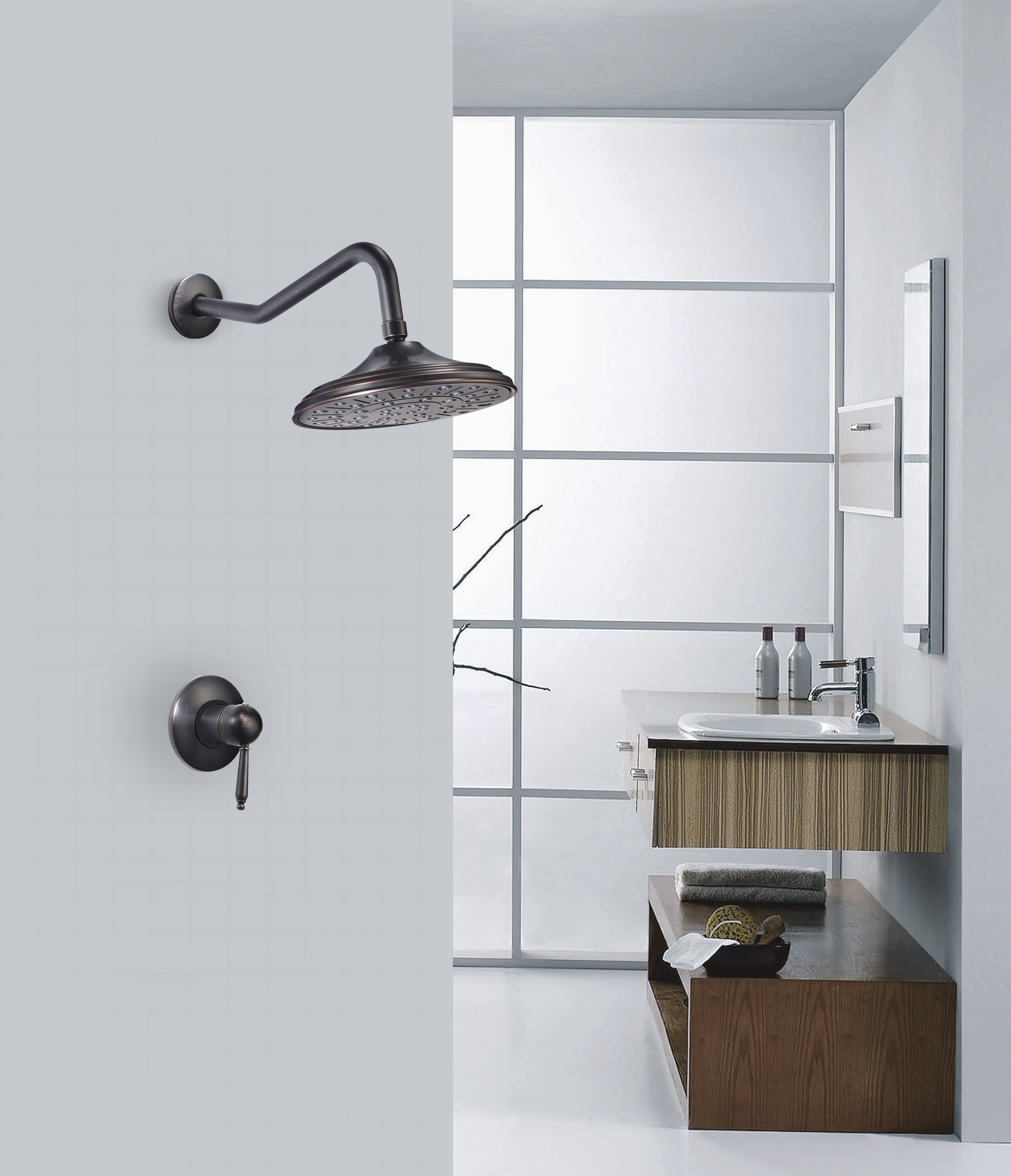 Haijun 3 Way Oil Rubbed Bronze Wall Mounted Thermostatic Shower Faucet Mixer Set