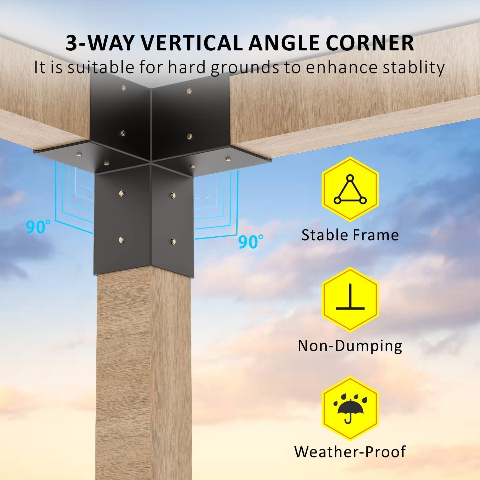 Custom Metal 4 - Way Bracket for Wood Beams Gazebo Pergola Brackets Kit