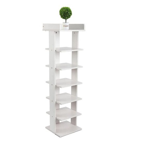 7-tier wooden shoe rack/shoe shelf storage stand,entryway shoe tower,vertical shoe organizer