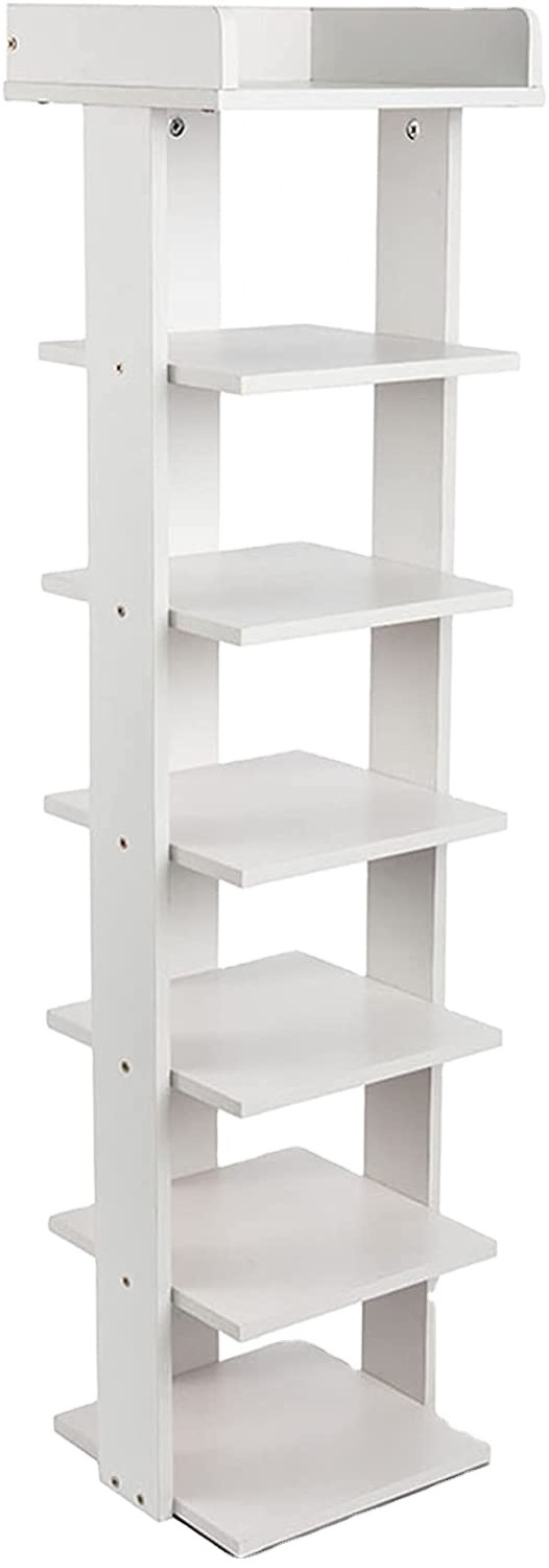 7-tier wooden shoe rack/shoe shelf storage stand,entryway shoe tower,vertical shoe organizer