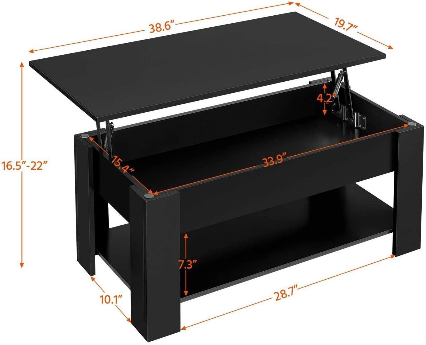 Modern Wood Lift Top Coffee Table With Hidden Compartment and Storage Shelf Cabinet for Living Room