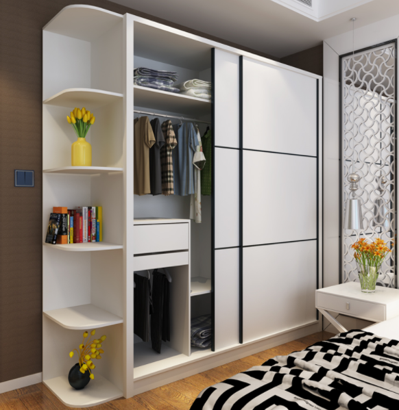 Korean solid laminate wood bedroom wardrobe design