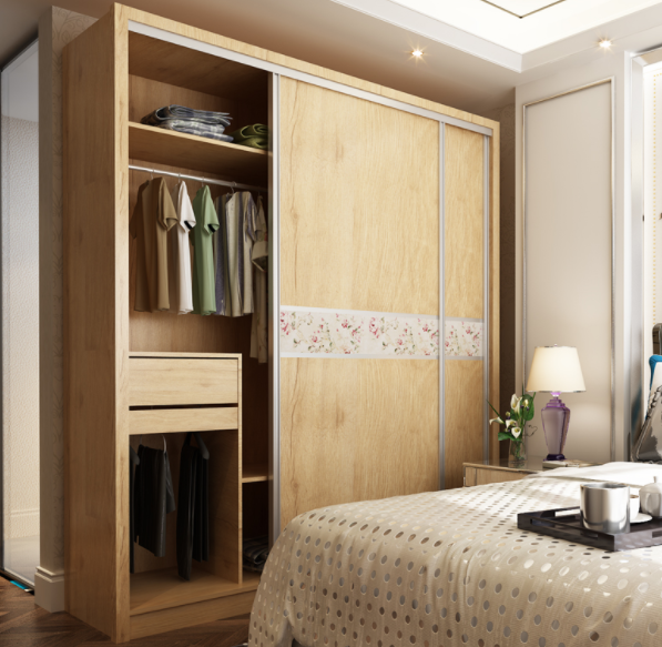 Korean solid laminate wood bedroom wardrobe design