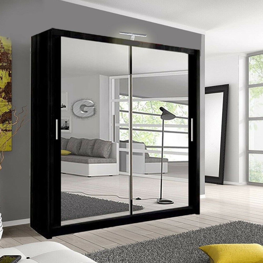 2021 New Design Sliding Door Modern Wooden Mirrored Wardrobe