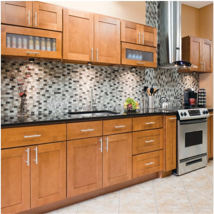 modern customised mdf laminate solid wooden kitchen cabinet with precut granite countertops