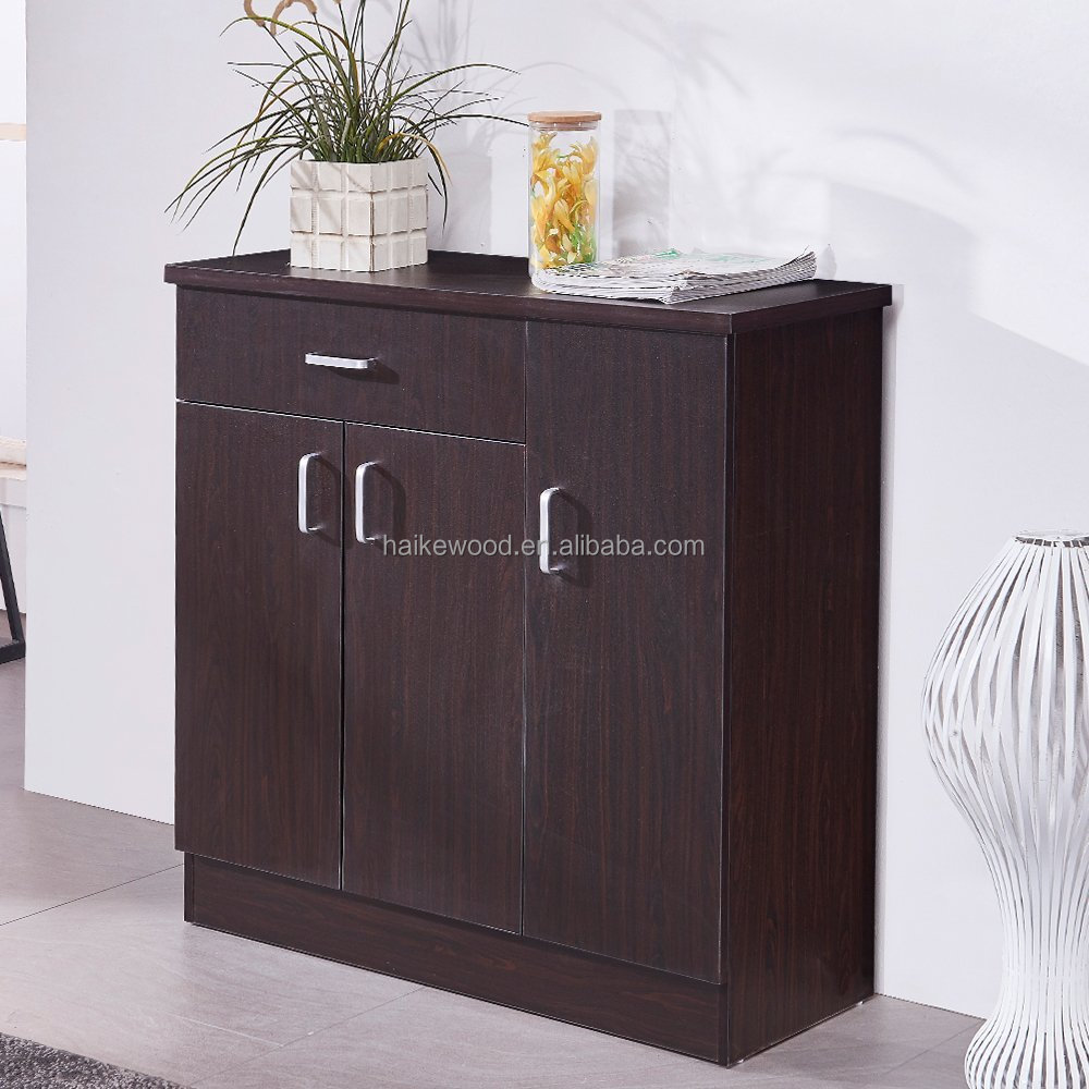 Modern & Contemporary Wood 2-Door Shoe Cabinet with Open Shelves, espresso finish