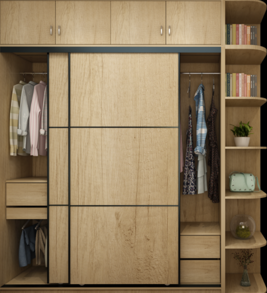 Korean solid laminate wood bedroom wardrobe design