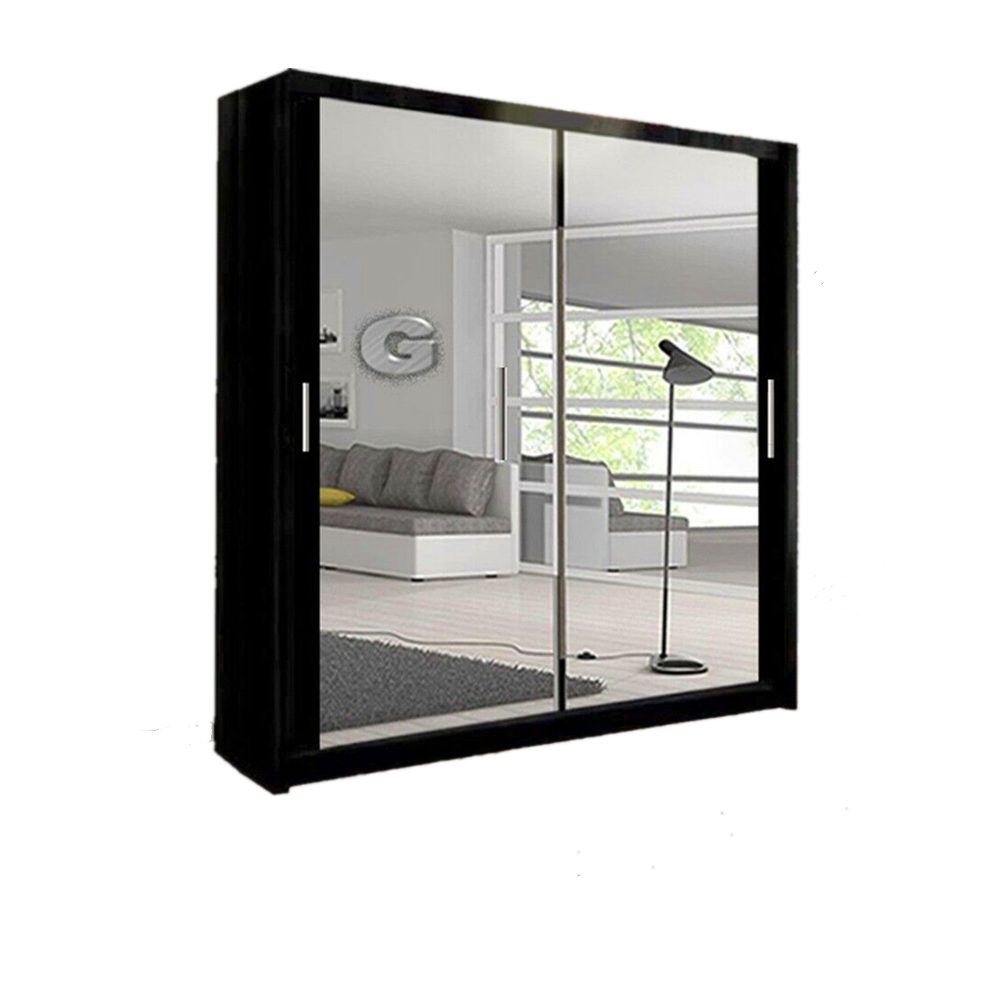 2021 New Design Sliding Door Modern Wooden Mirrored Wardrobe