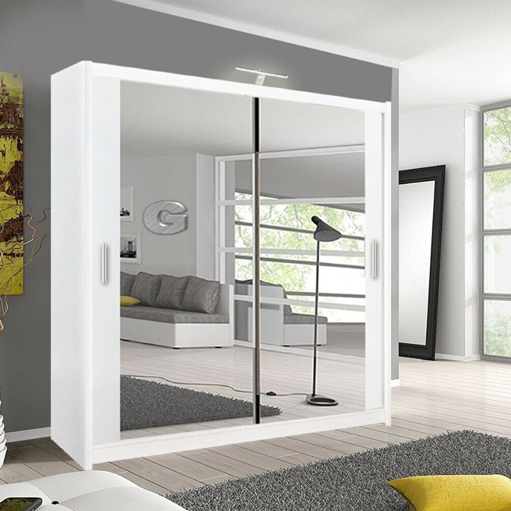 2021 New Design Sliding Door Modern Wooden Mirrored Wardrobe