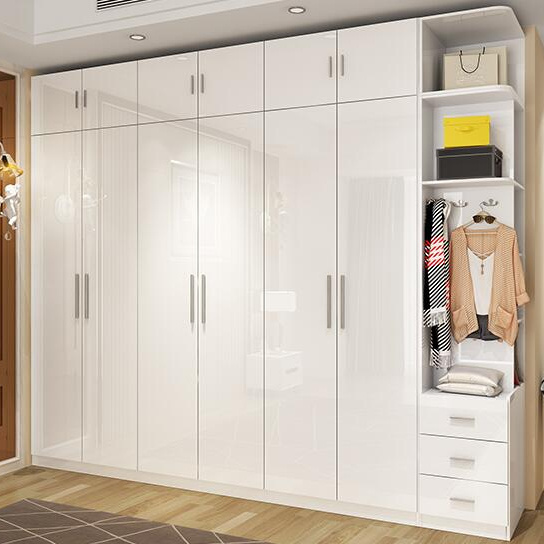 Unfoldable  high glossy wooden panel wardrobe closet