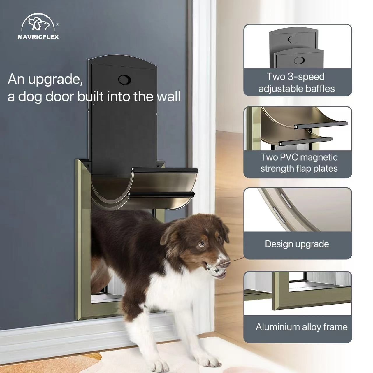 New heavy-duty aluminum alloy pet door can be expanded large dog free two-way access to cat and dog door curtain pet supplies