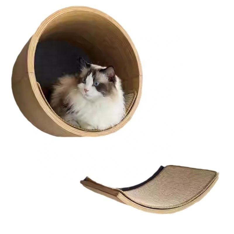 Solid Wood Cat Tree Scratcher Sustainable Jumping Platform Wall Hanging Cat Climbing Frame Soft