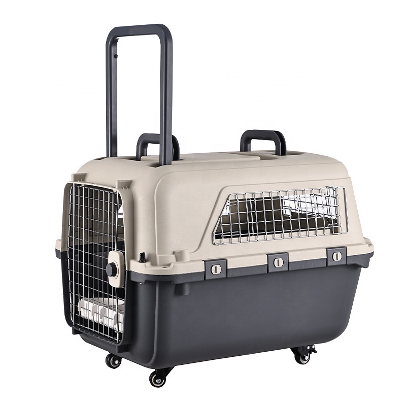 Portable pet airline carrier, crate with bar design for dogs, wholesale of small dog and cat travel luggage boxes