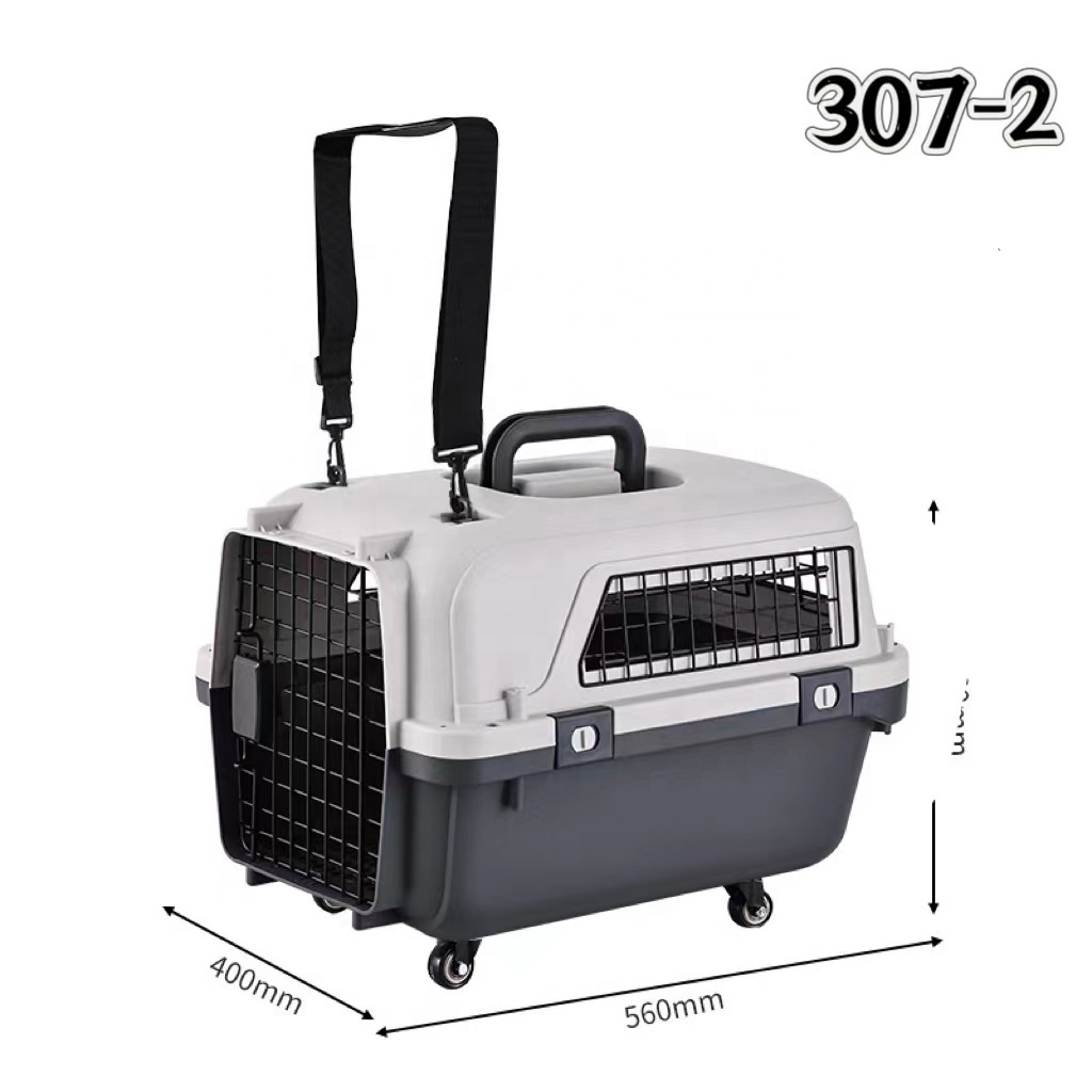 Portable pet airline carrier, crate with bar design for dogs, wholesale of small dog and cat travel luggage boxes