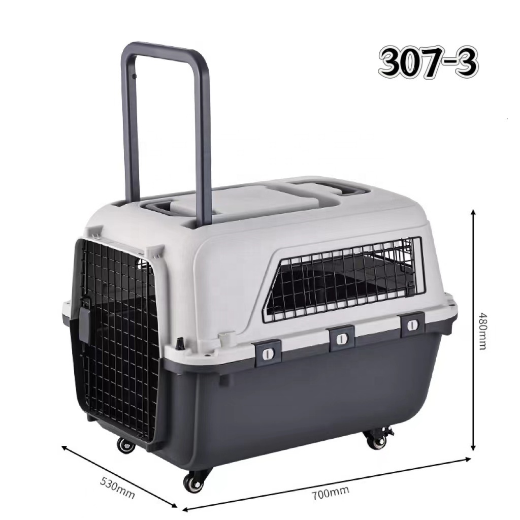 Portable pet airline carrier, crate with bar design for dogs, wholesale of small dog and cat travel luggage boxes