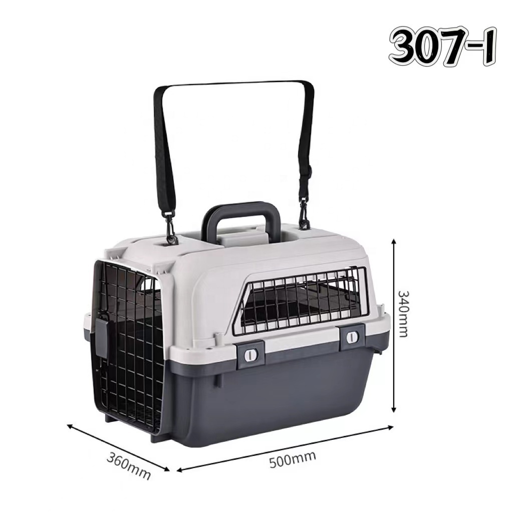 Portable pet airline carrier, crate with bar design for dogs, wholesale of small dog and cat travel luggage boxes