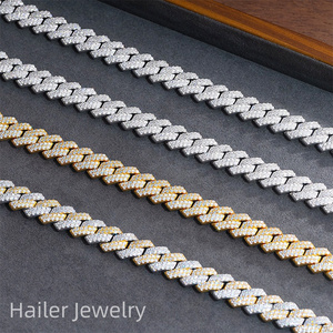 19mm /16mm/12mm/10mm 925 silver hip hop jewelry men's moissanite necklace cuban link chain moissanite