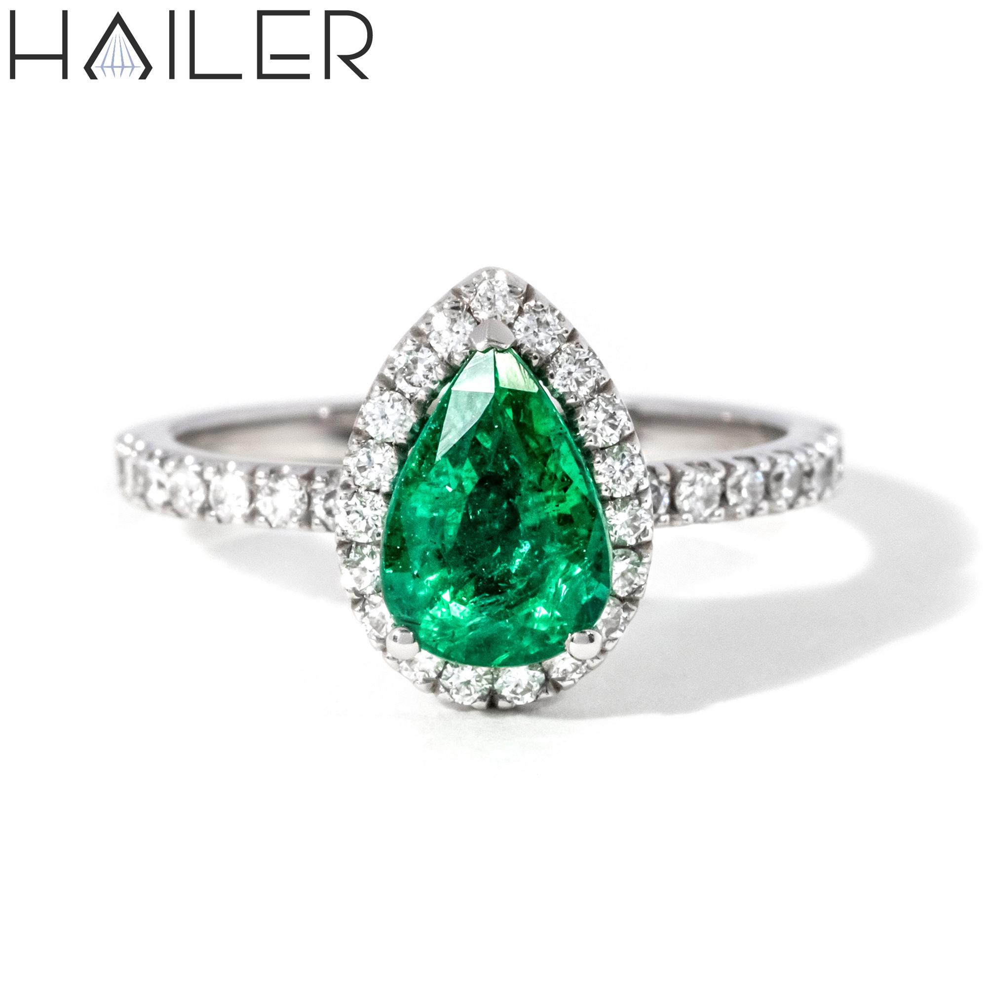 7*10mm Hight quality gemstone lab grown emerald stone 10k 14k 18k white gold pear women rings jewelry