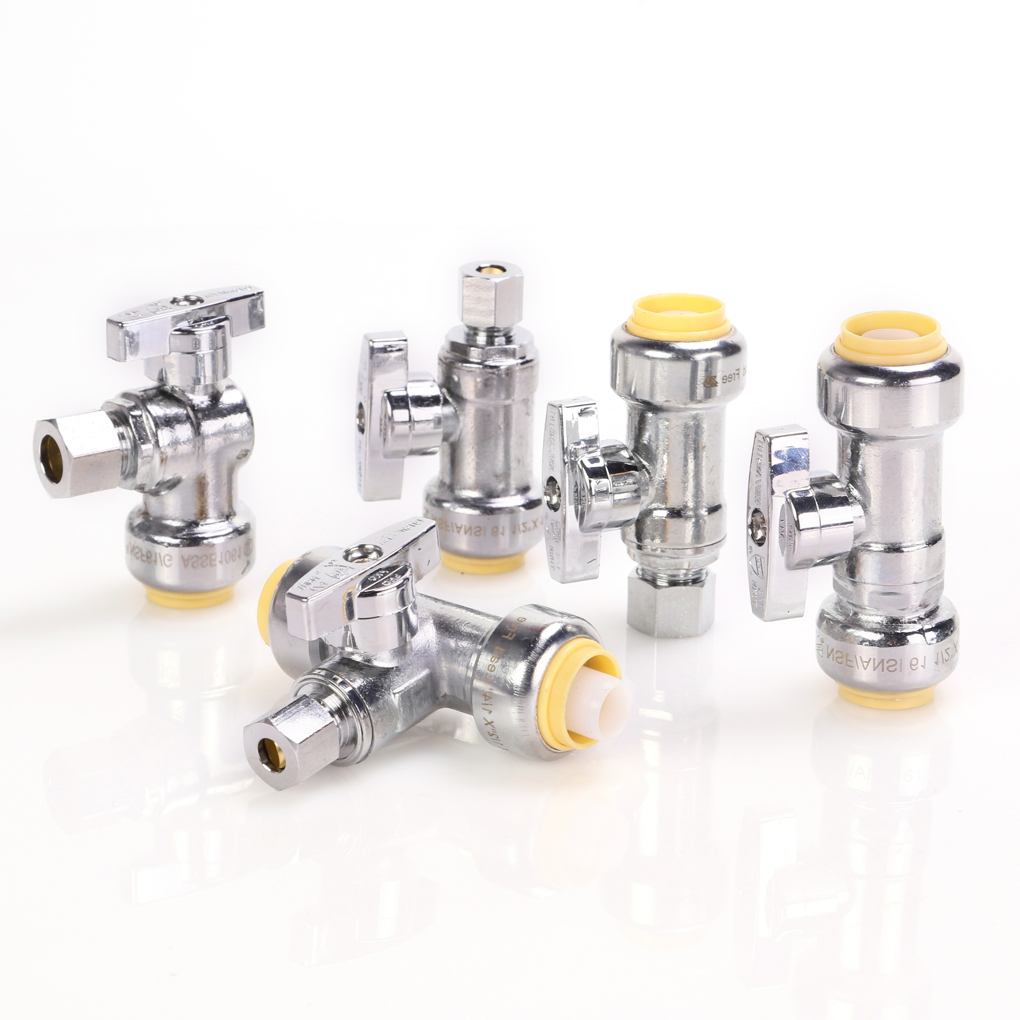 Hailiang push fit water stop valve chrome plated push in lead free angle shut off valve for bathroom and toilet