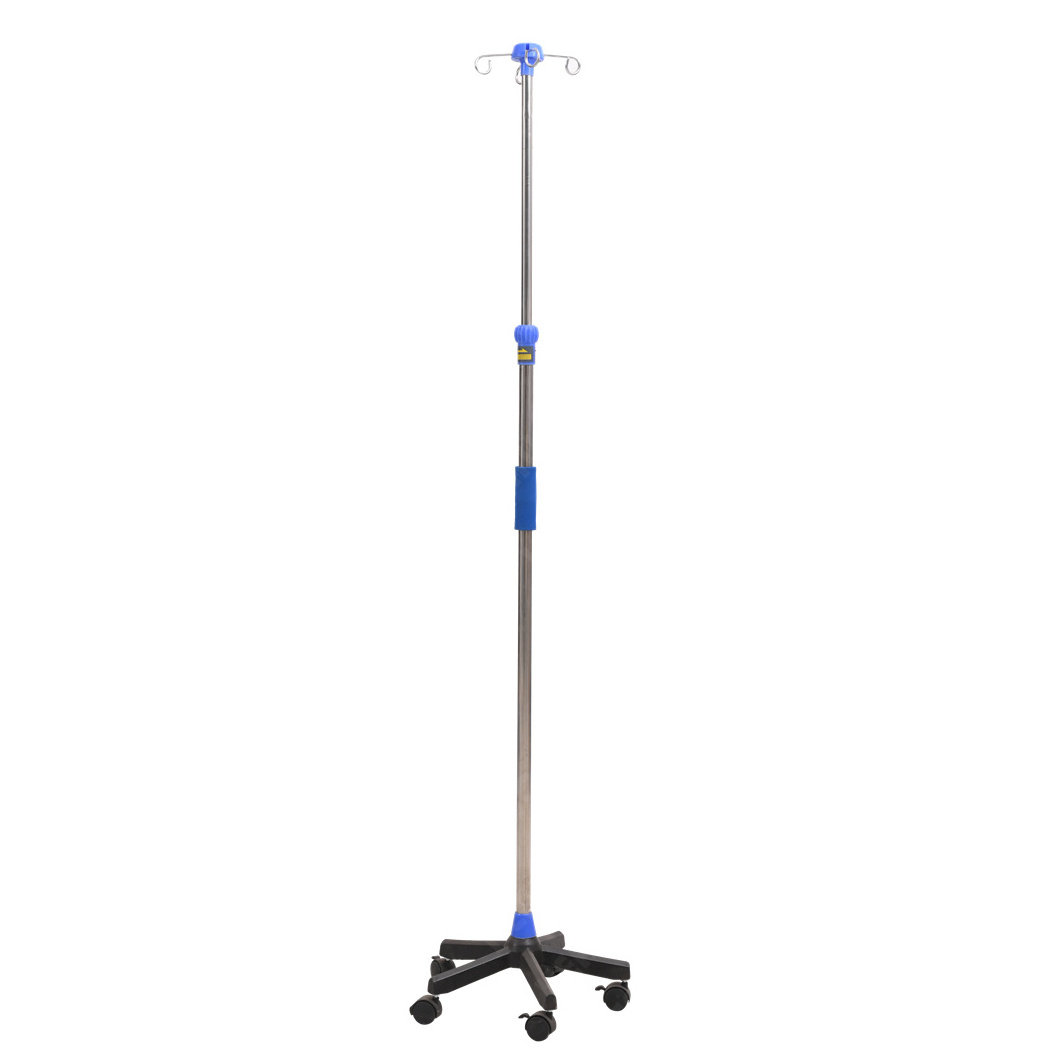 Height Adjustable Stainless Steel Portable Medical IV Pole Drip Infusion Support Stand