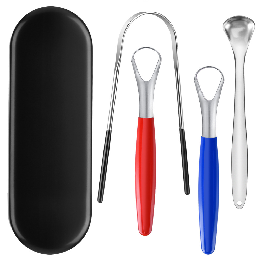 Oral Cleaning Kits Tongue Cleaner Set Stainless Steel Tongue Scraper